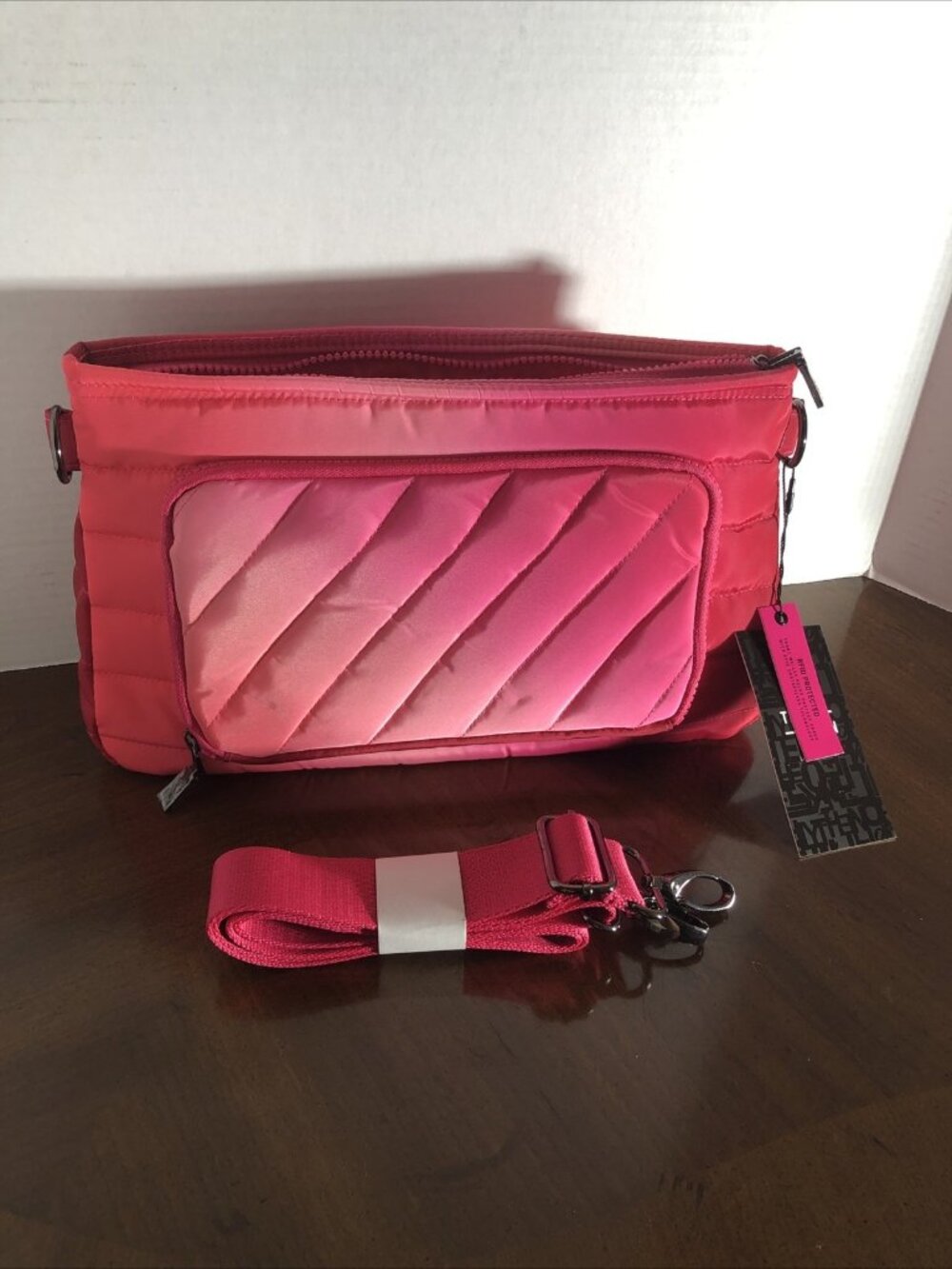 Think Royln Crossbody And Pouch In Ombré Pink Pouch 13” x 7” x 3.5”
